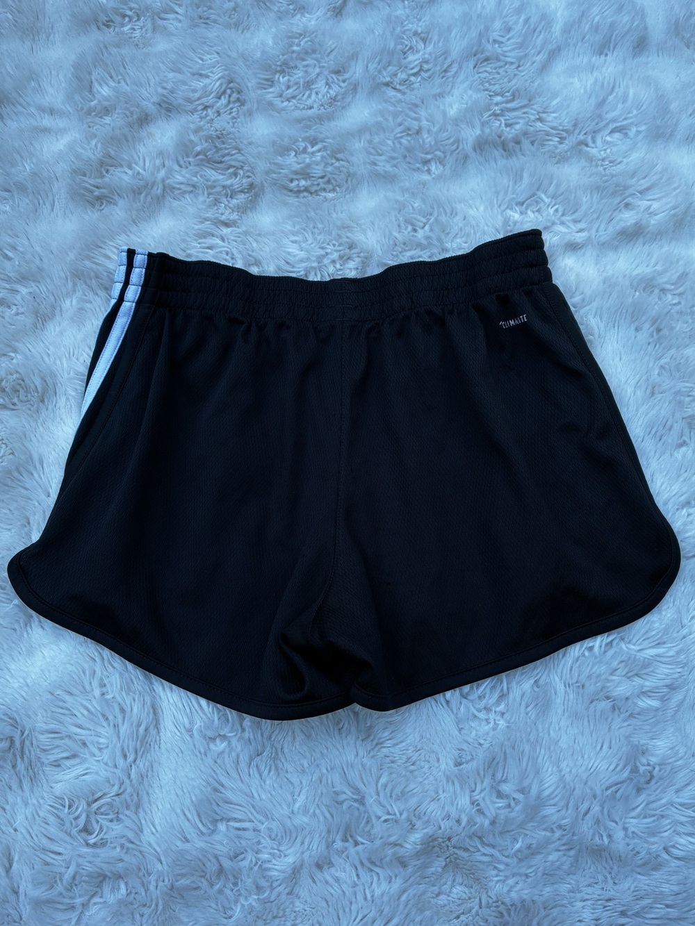 Adidas Black Women's Athletic Shorts with White Side Stripes - Picture 3 of 5
